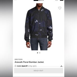 GREYSON Arawalk 'Twilight' Blue Floral Bomber Jacket Size L